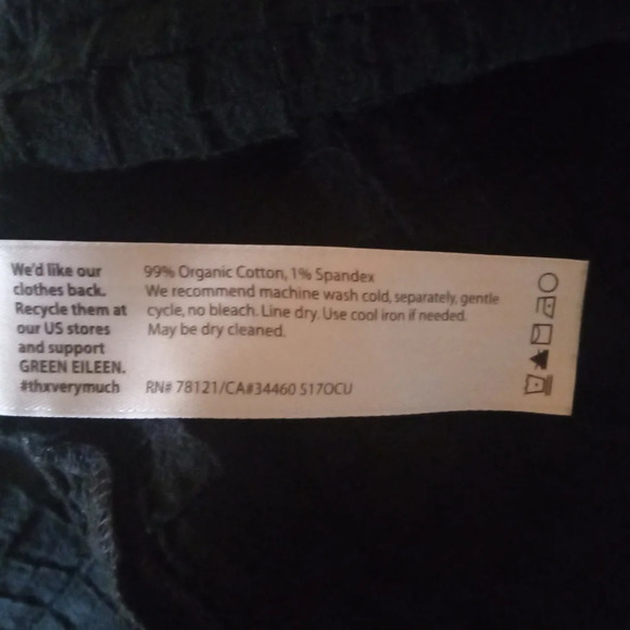 Eileen Fisher Black Grid Texture Organic Cotton Button Front Blouse Size Large - Picture 7 of 7